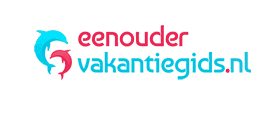 eenouder vakantiegids.nl logo with two stylized dolphins, one red and one blue.