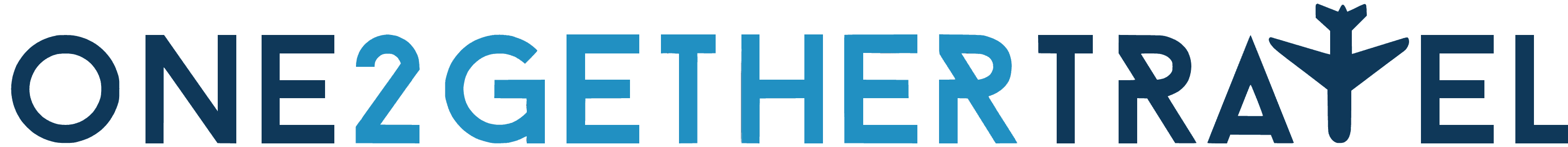 ONE2GETHER TRAVEL logo in blue and light blue, featuring a stylized font.